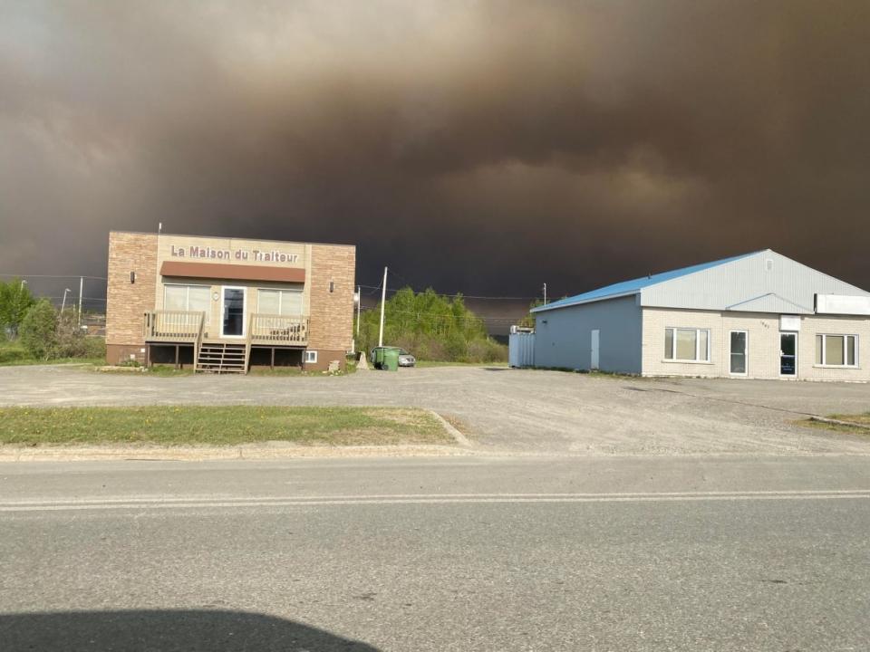 The municipality of Lebel-sur-Lebel-sur-Quévillon in northern Quebec was evacuated Friday night, due to a growing wildfire nearby. (Submitted by Joelle Barrette - image credit)