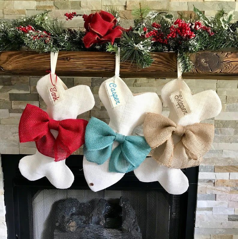 Personalized Dog Bone Christmas Stocking