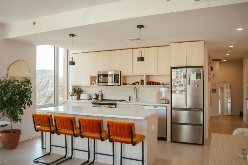 Open kitchen in Brooklyn apartment.
