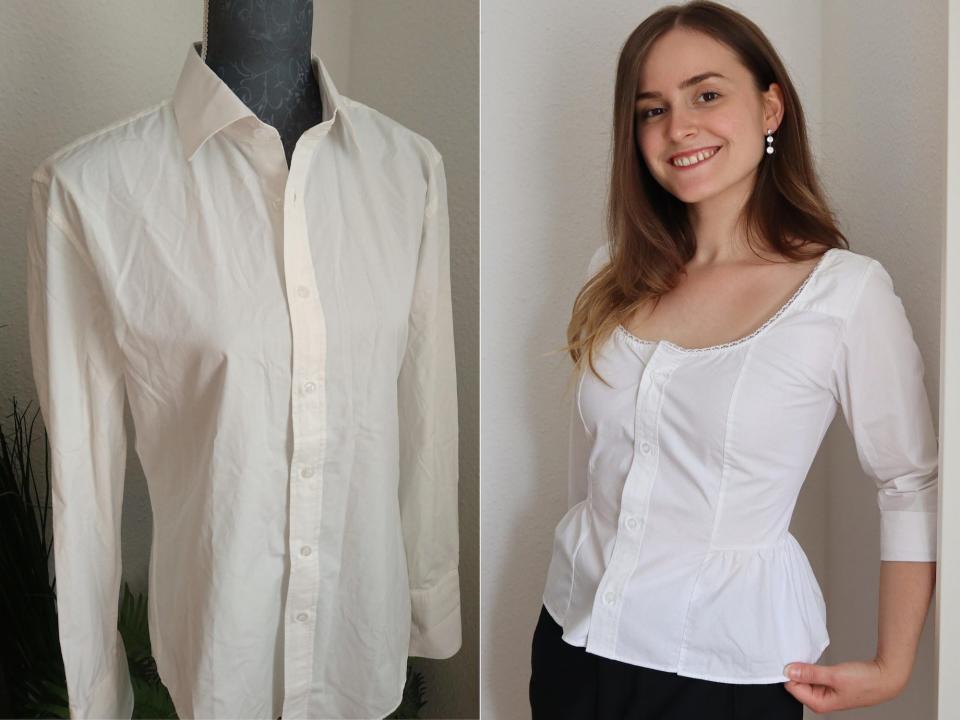 Jennifer Klotz mens shirt before and after