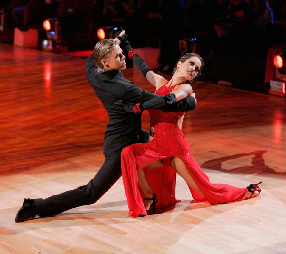 Derek Hough and Brooke Burke perform a dance on the seventh season of Dancing with the Stars.