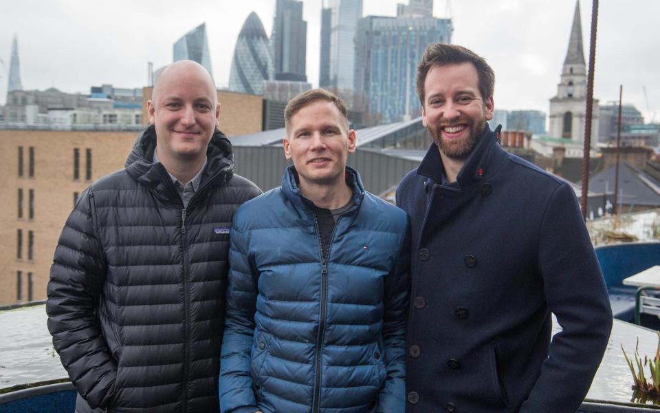 Freetrade cofounders Adam Dodds (left), Viktor Nebehaf (centre) and Ian Fuller (right) - Freetrade