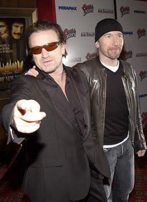 Bono and The Edge at the New York premiere of Miramax's Gangs of New York