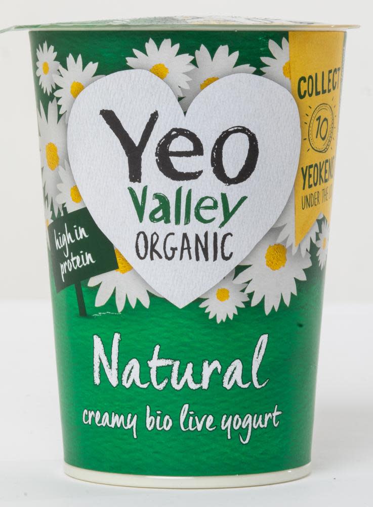 A tub of Yeo Valley natural yoghurt.