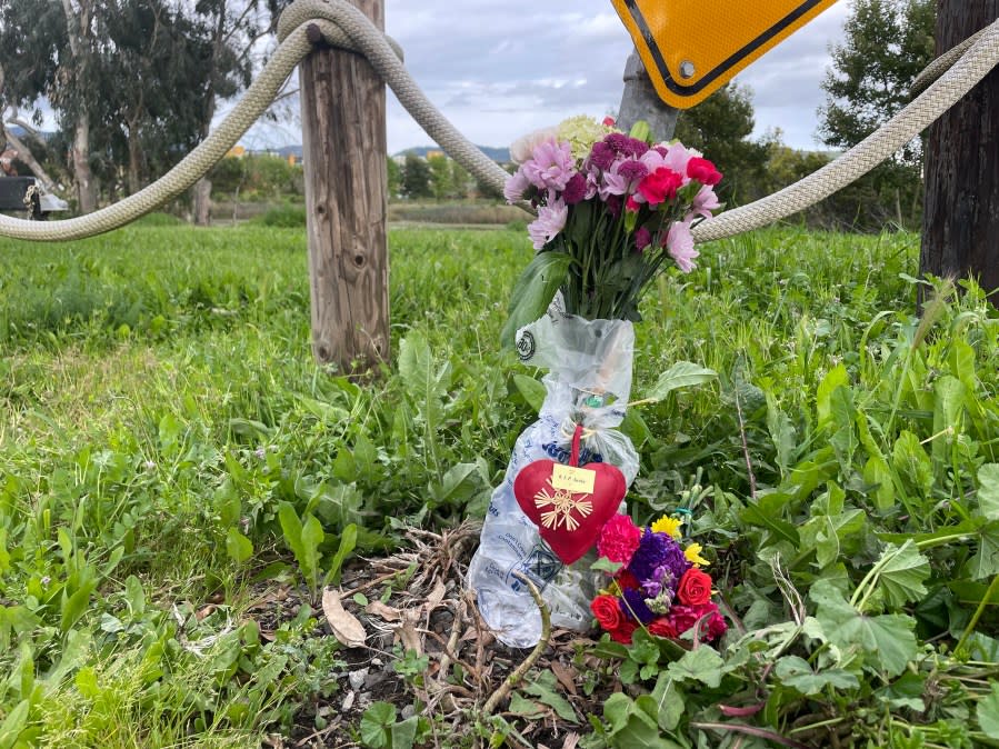 Flowers were placed in honor of the two victims killed in Saturday’s shooting.