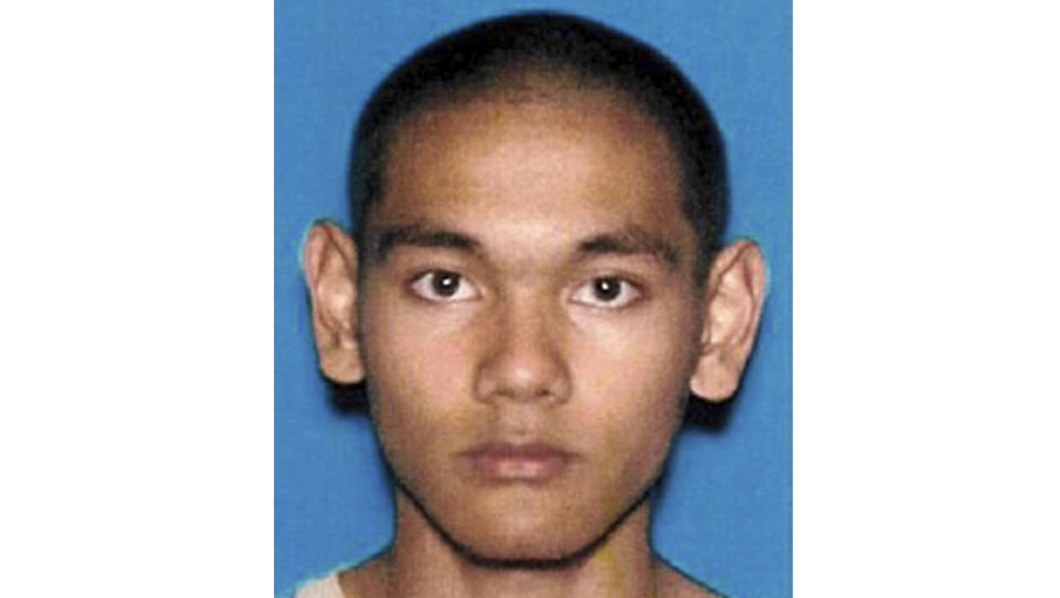 FILE - This undated California Department of Motor Vehicles photo provided by the U.S. Department of Justice shows Mark Domingo. A federal grand jury has indicted the U.S. Army veteran for allegedly plotting to plant a bomb at a planned rally by white supremacists in California. The U.S. Attorney's office says Wednesday, May 22, 2019, that the indictment charges Domingo with providing material support to terrorists and attempted use of a weapon of mass destruction. (U.S. Department of Justice via AP, File)