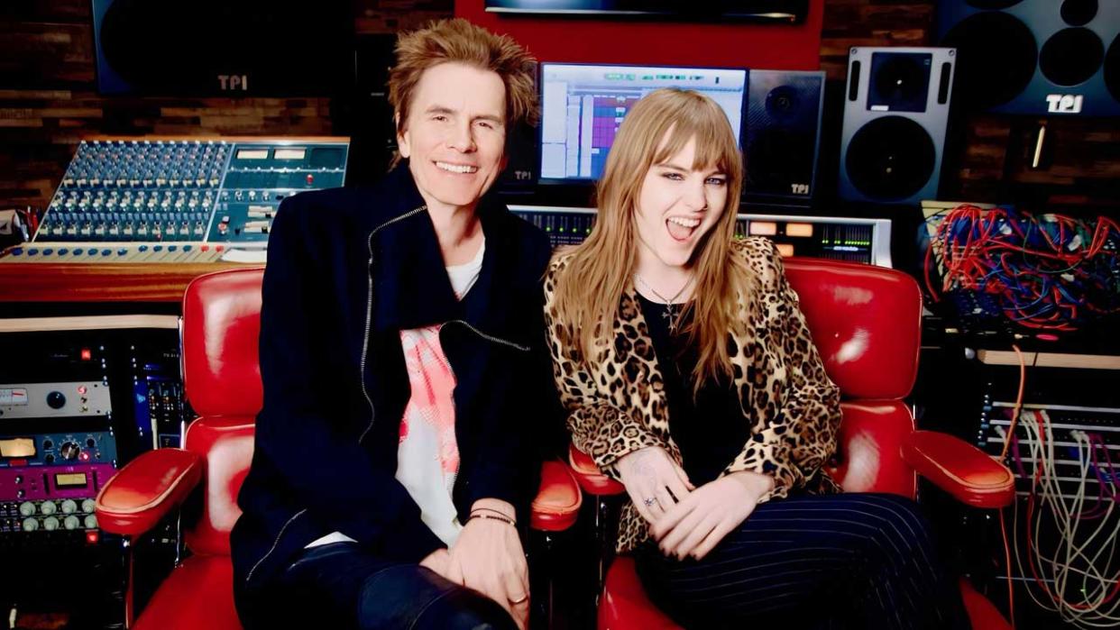  John Taylor and Victoria De Angelis in the studio. 