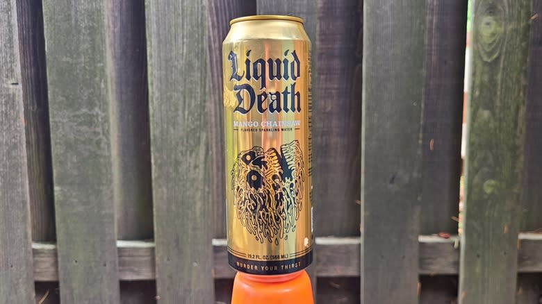 can of liquid death mango chainsaw