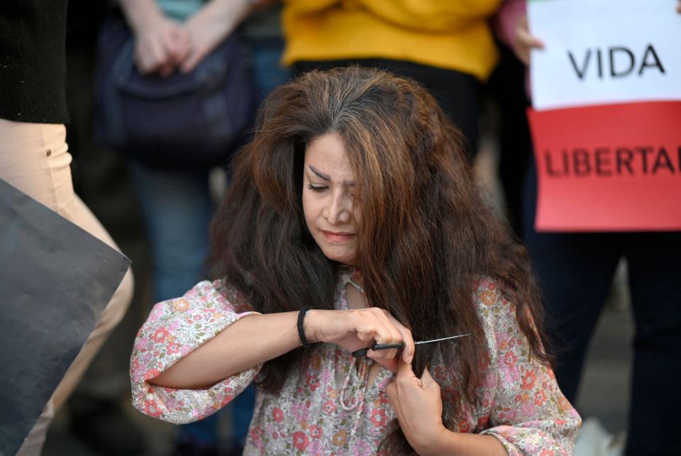 <p>An important symbolic action that has become associated with the movement has been cutting long hair in public, with men shaving their head at protests.</p> <p>Celebrities such as French actresses Marion Cotillard and Juliette Binoche posted videos on social media chopping off their locks.</p> <p>Activists, lawmakers and diplomats have also joined the cause "For Freedom." Swedish MP Abir al-Sahlani publicly cut off her hair during a meeting.</p>