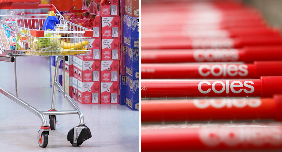 Coles supermarket trolleys pictured. 