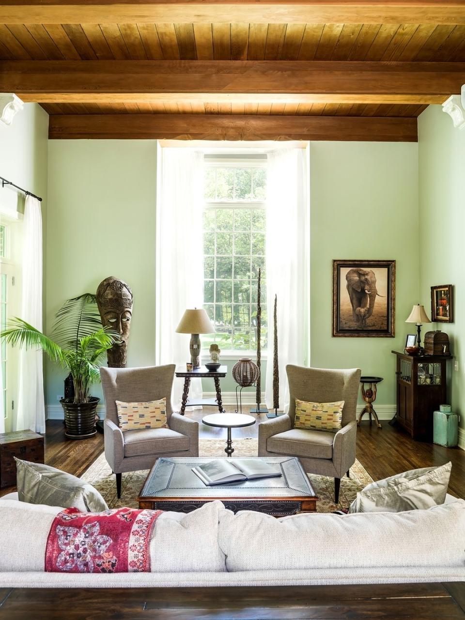 <p>"With its soft, restful tones, seafoam green, like <a href="https://www.benjaminmoore.com/en-us/color-overview/find-your-color/color/hc-141/hollingsworth-green" rel="nofollow noopener" target="_blank" data-ylk="slk:Benjamin Moore Hollingsworth Green;elm:context_link;itc:0;sec:content-canvas" class="link ">Benjamin Moore Hollingsworth Green</a>, is having its moment. It brings a gauzy soft feel to living spaces, reminding us of days at the sea." — <a href="https://mlavenderinteriors.com/" rel="nofollow noopener" target="_blank" data-ylk="slk:Mark Lavender;elm:context_link;itc:0;sec:content-canvas" class="link ">Mark Lavender</a> </p>