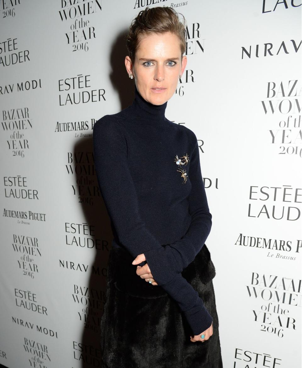 Stella Tennant went for a sleek silhouette when she won at the 2016 Harper’s Bazaar Women of the Year AwardsRex Features