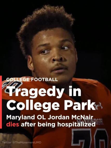 Maryland OL Jordan McNair dies days after being hospitalized following workout