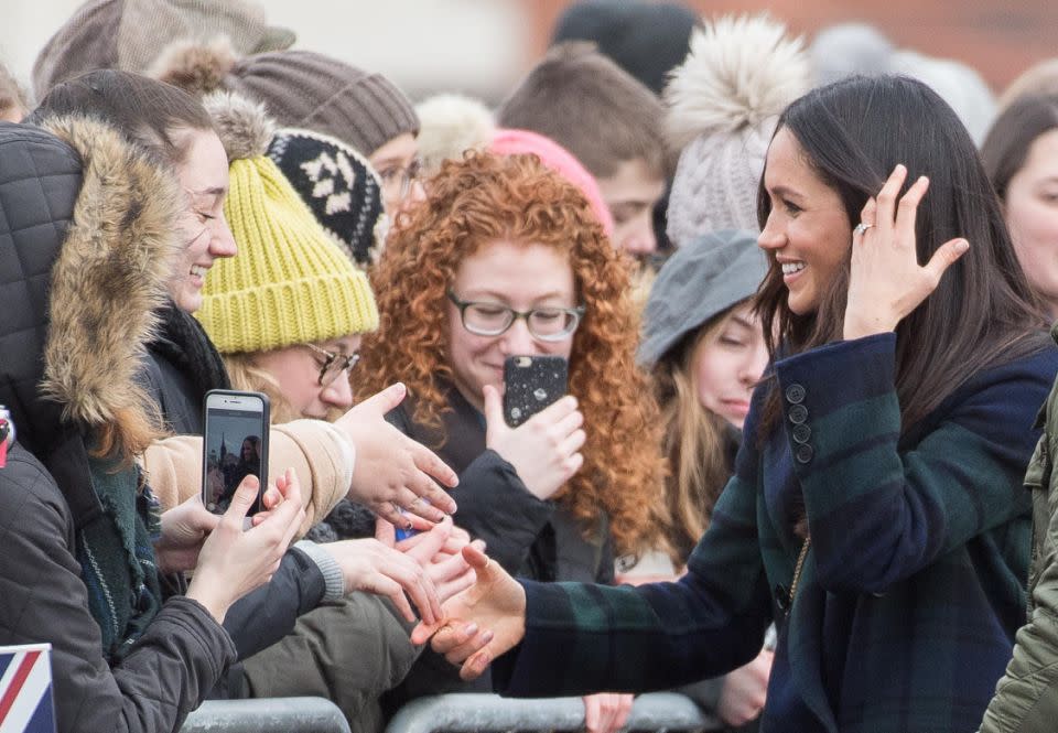 Meghan's a complete natural in front of crowds, wowing the public at a series of events since the couple announced their engagement in November. Photo: Getty