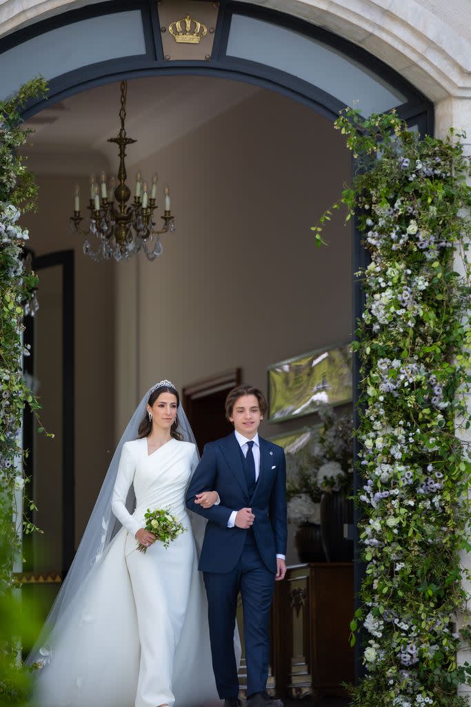 Rajwa Al-Saif wearing an Elie Saab dress on her wedding day