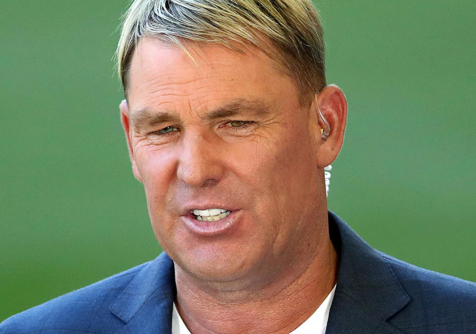 Shane Warne, pictured here in commentary during the BBL for Fox Sports.