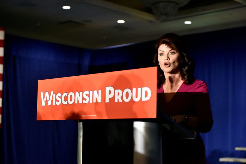 FILE PHOTO: Lieutenant Governor Rebecca Kleefisch announces that Republican Governor Scott Walker's campaign is going to seek a recount in the race for the governor of Wisconsin at a mid-term election night party in Pewaukee, Wisconsin