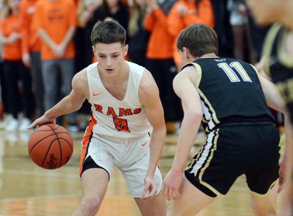 Harbor Springs freshman Rider Bartel (left) works against St. Ignace junior John Ingalls during Monday's non-conference game in Harbor Springs.