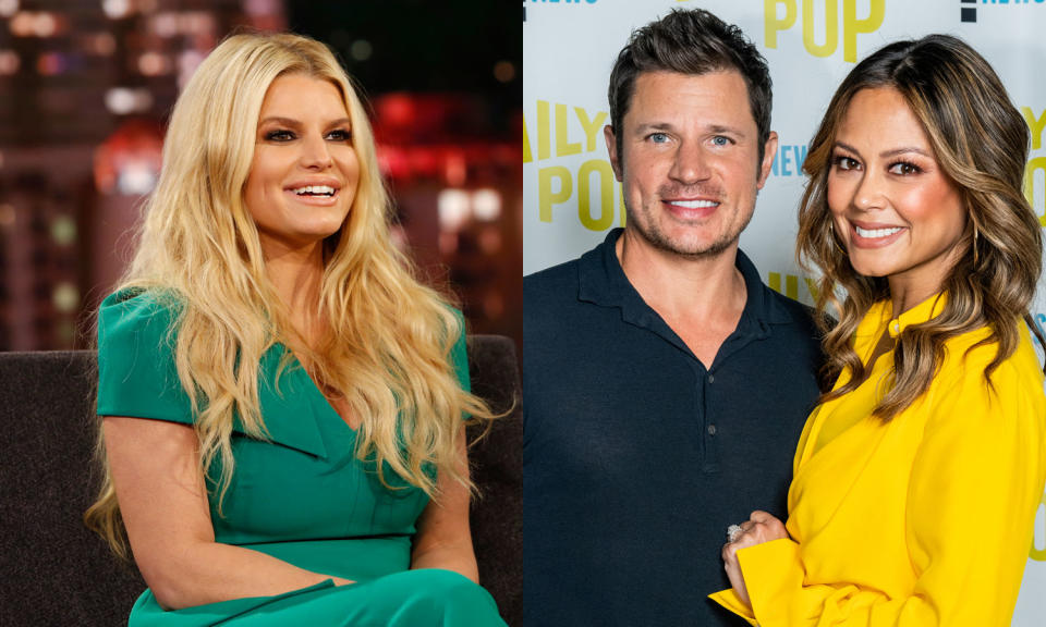 Vanessa and Nick Lachey deny Jessica Simpson's claim they sent her a gift during an awkward interview on Today. (Photo: Getty Images)