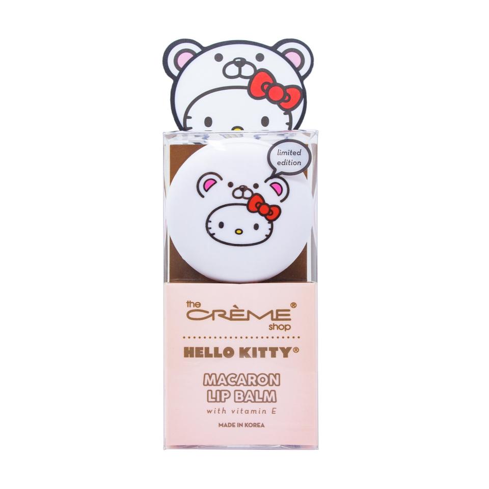 <p><a href="https://www.thecremeshop.com/products/hello-kitty-macaron-lip-balm-white-chocolate" rel="nofollow noopener" target="_blank" data-ylk="slk:Shop Now;elm:context_link;itc:0;sec:content-canvas" class="link ">Shop Now</a></p><p>The Créme Shop</p><p>$9.00</p><p>thecremeshop.com</p>