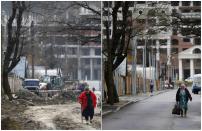 A combination of two pictures shows the development of construction within the last eleven months in the village of Krasnaya Polyana near Sochi, January 30, 2014. Picture on the left was taken in February 2013. Sochi will host the 2014 Winter Olympic Games from February 7 to 23. REUTERS/Kai Pfaffenbach (RUSSIA - Tags: SPORT OLYMPICS BUSINESS CONSTRUCTION)