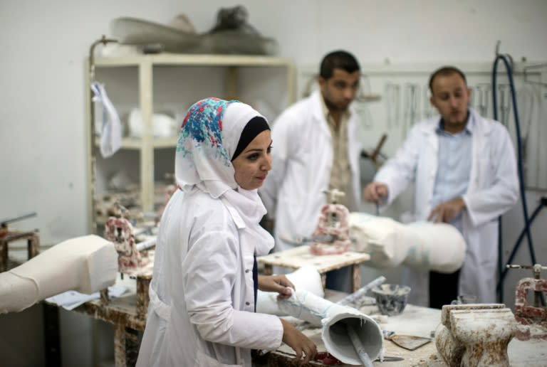 Specialists make prosthetic limbs at Gaza's Artificial Limbs and Polio Centre