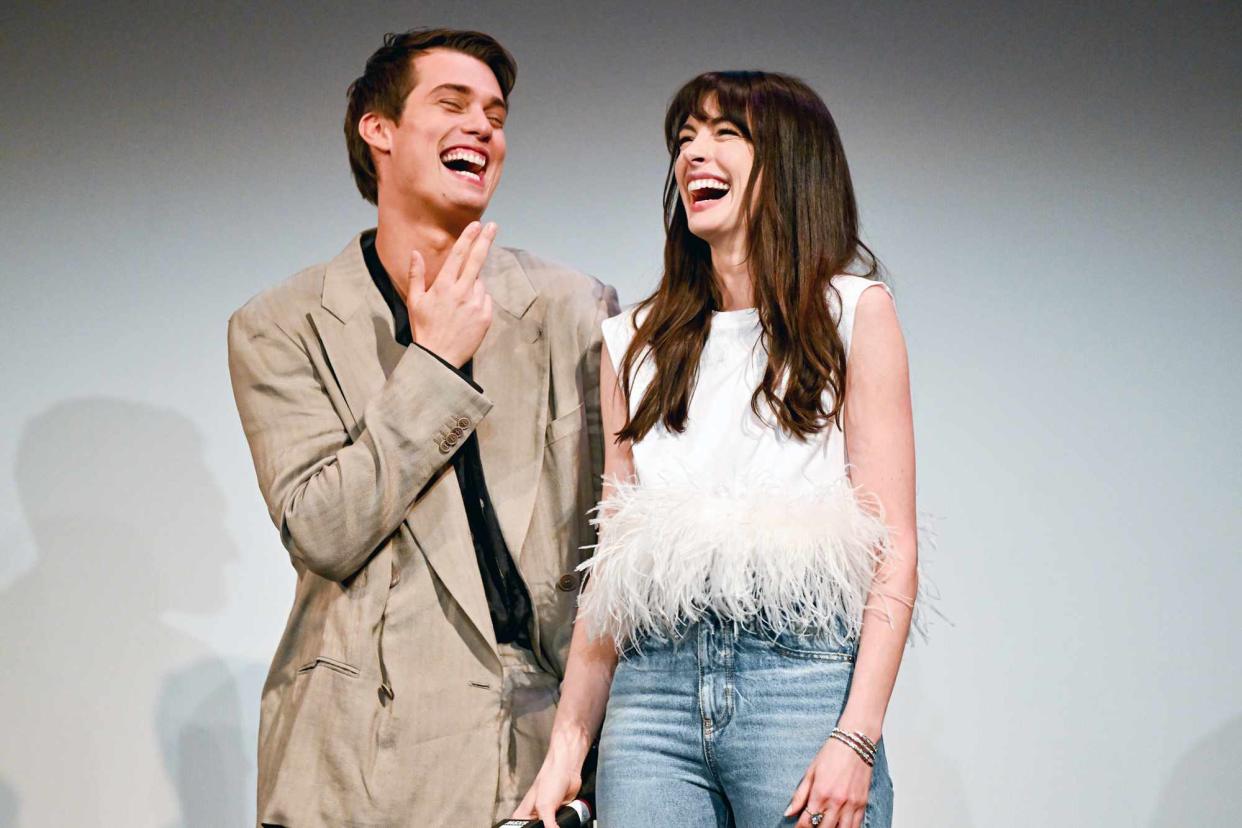 <p>Michael Buckner/SXSW Conference & Festivals via Getty</p> Nicholas Galitzine and Anne Hathaway at SXSW in Austin, Texas, on March 16, 2024