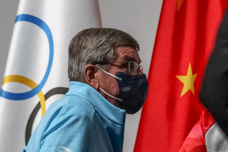 IOC President Thomas Bach played into the hands of the Chinese government in a news conference Thursday when asked about Peng Shuai and alleged human rights abuses. (Photo by Sergei Bobylev\TASS via Getty Images)