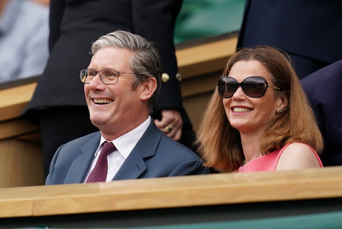 Sir Keir Starmer and wife, Victoria, in Wimbledon’s Royal Box on Thursday 7 July (PA)