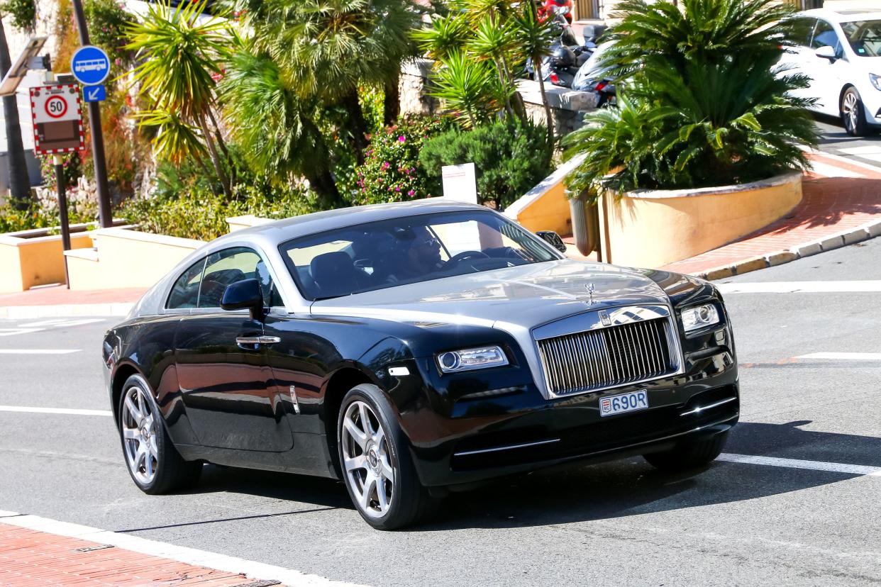 Monte-Carlo, Monaco - March 12, 2019: Luxury coupe Rolls-Royce Wraith in the city street.