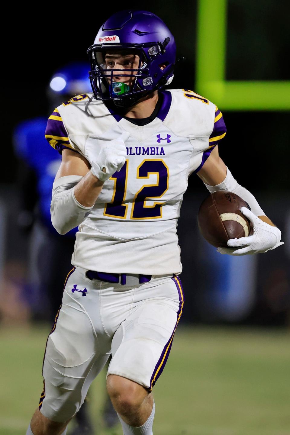 Columbia wide receiver Camdon Frier runs downfield during a Sept. 23 game against Trinity Christian.