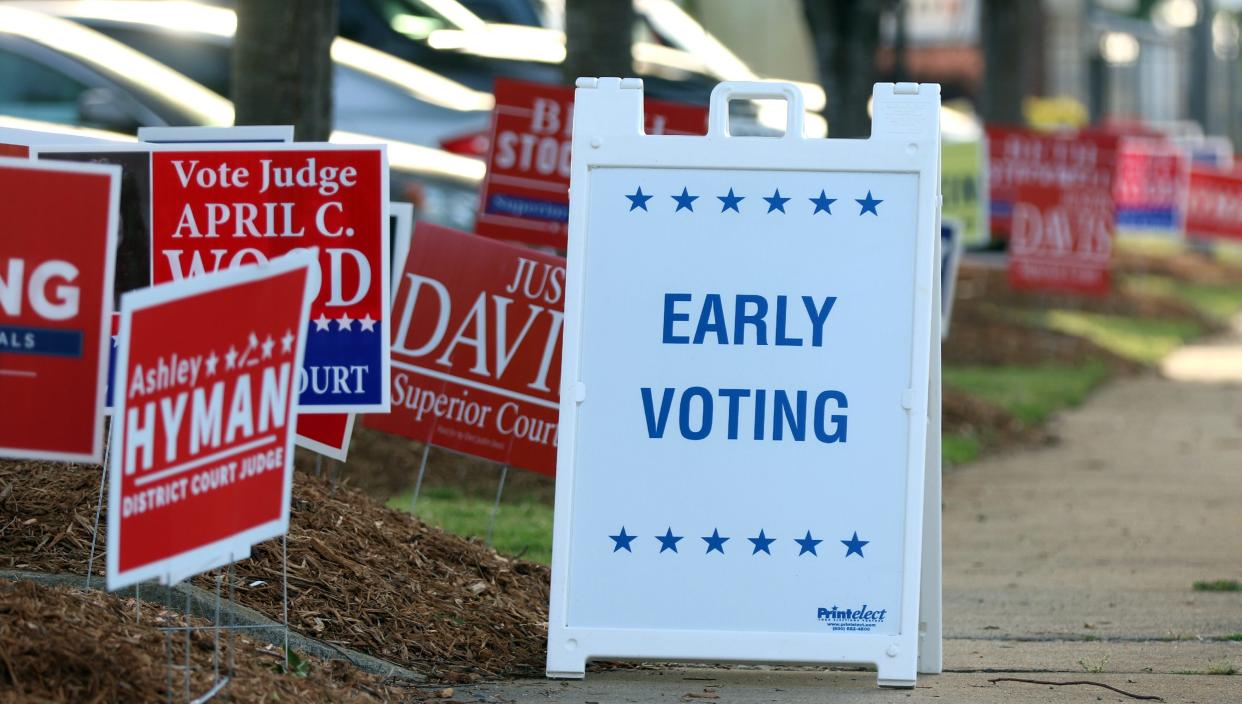 Early voting began Thursday morning as people filled out their ballots at the 	Gaston County Board of Elections on West Franklin Boulevard.