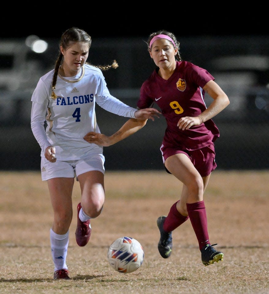 Salah Miller (4) leads Menendez with 16 goals this season. She converted a penalty kick in the fifth round of  Friday night's district semifinal shootout against St. Augustine.