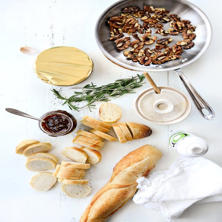 Ingredients for baked Brie with fig.