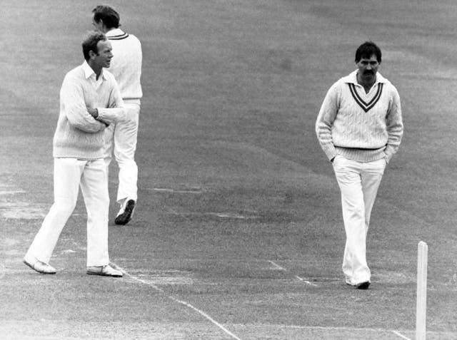 Derek Underwood, left, with Graham Gooch before an MCC match against the 1985 touring Australians