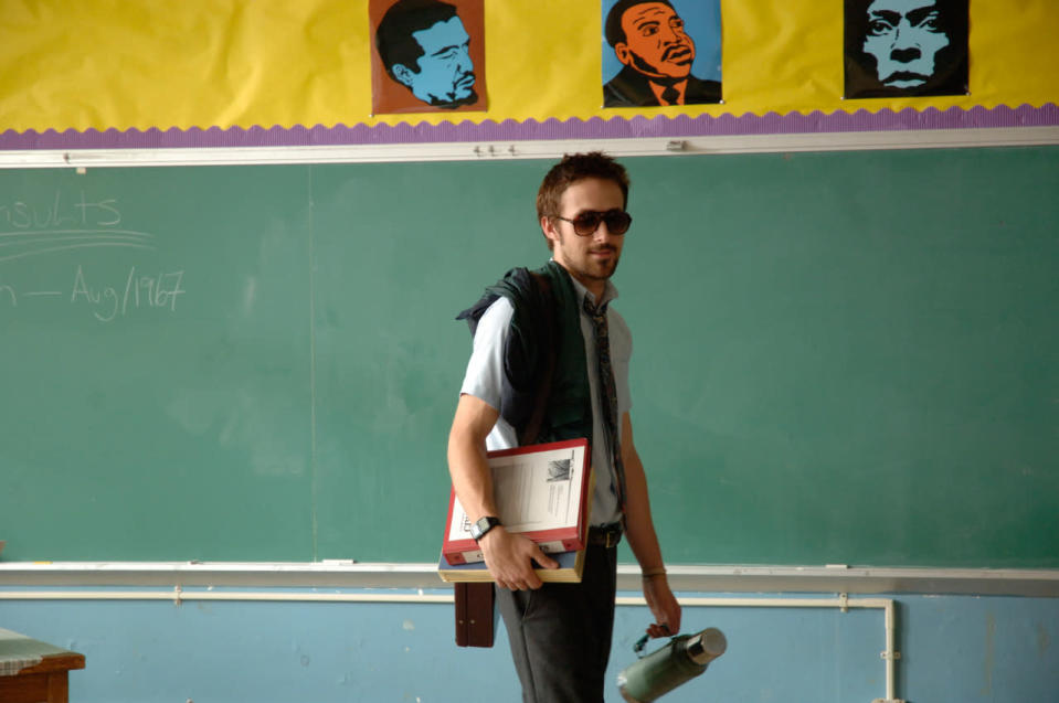 <p>Gosling, as the messy, but smoke show teacher in “Half Nelson,” effortlessly pulled off the five o’ clock shadow meets goatee meets mustache mélange on his face. (Photo: Hunting Lame Films)</p>