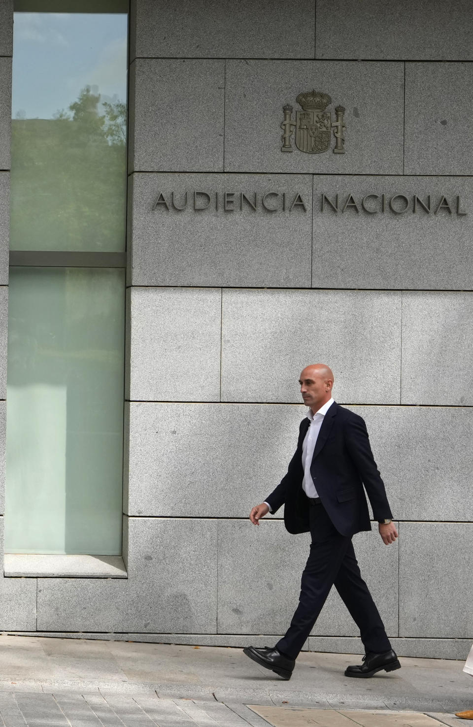 The former president of Spain's soccer federation Luis Rubiales leaves after testifying at the National Court in Madrid, Spain, Friday, Sept. 15, 2023. Spanish state prosecutors formally accused Rubiales last week of alleged sexual assault and an act of coercion after Rubiales kissed Spain forward Jenni Hermoso during the awards ceremony after Spain beat England to win the title on Aug. 20 in Sydney, Australia. (AP Photo/Manu Fernandez)