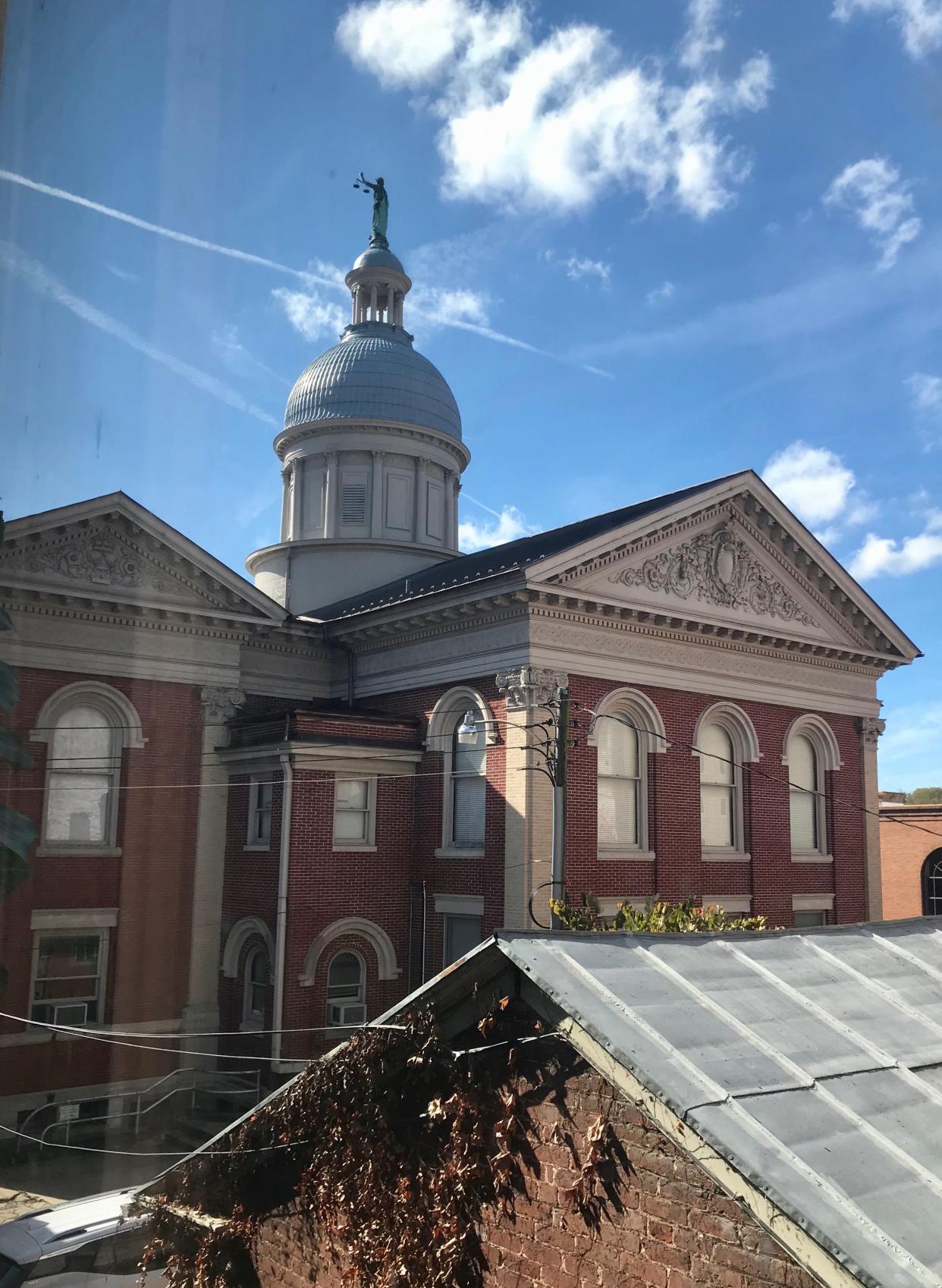 The view of the Augusta County Courthouse from inside Kimberly West's home on 17-19 Barristers Row in Staunton on Sunday, Oct. 18, 2020.