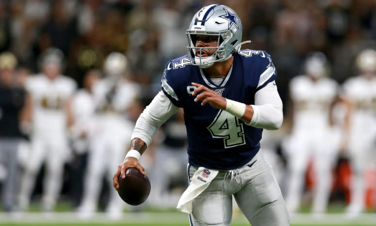 Dak Prescott in the first half against New Orleans Saints.