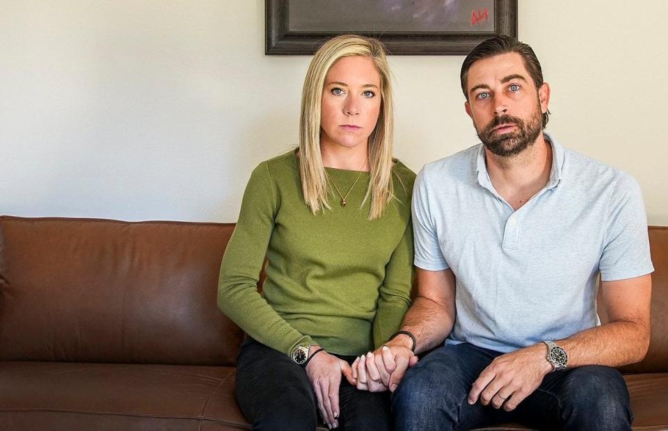 Amanda and Josh Zurawski at their home in Austin on Oct. 20, 2022. After undergoing fertility treatment for over a year, the couple had finally achieved their dream of becoming pregnant. Then, 18 weeks into Amanda's pregnancy, her doctor diagnosed her with an “incompetent cervix” and told her that the baby would not survive. The standard of care for this diagnosis is termination of the pregnancy, to prevent infection to the mother. But Texas’ post-Roe abortion ban did not allow doctors to perform the procedure until her medical condition became an emergency. Forced to wait, Amanda developed sepsis and spent three days in intensive care.