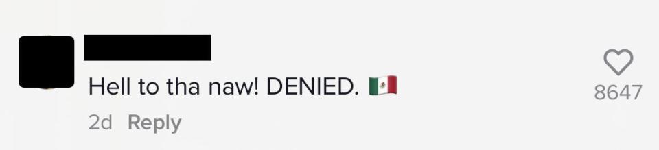 Hell to tha naw! DENIED [Mexican flag emoji]