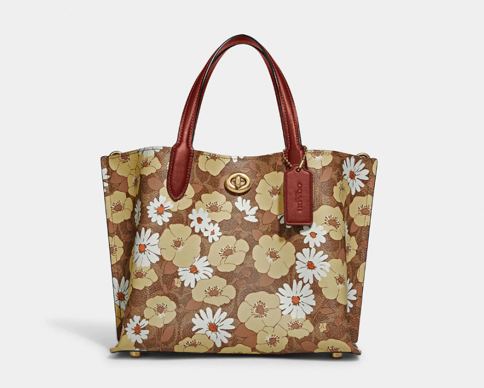 Willow Tote 24 In Signature Canvas With Floral Print. Image via Coach Outlet.