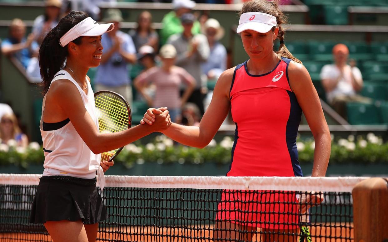 Johanna Konta (right) was a surprise loser on Tuesday - Getty Images Europe