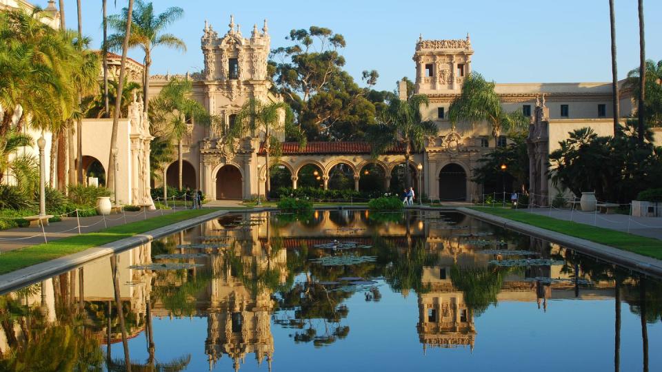 balboa park in reflection, san diego