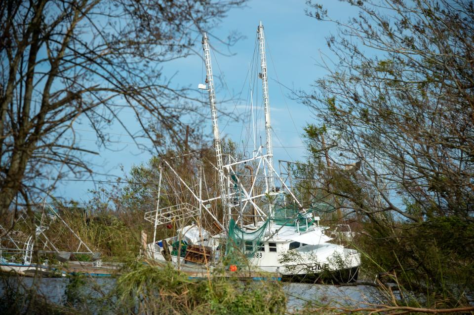 Hurricane Ida leaves destruction behind near Golden Meadow, LA. Monday, Aug. 30, 2021.