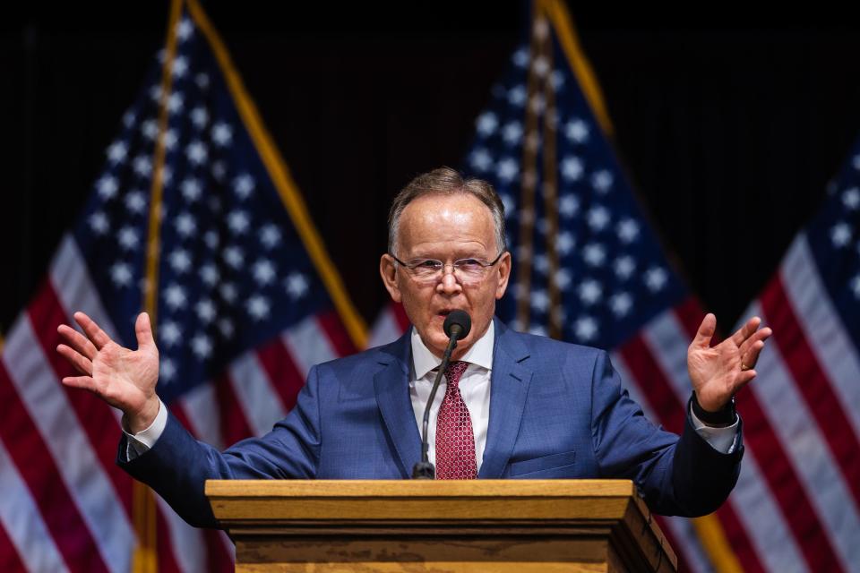 Utah Senate President J. Stuart Adams speaks during the Utah Republican Party Organizing Convention at Utah Valley University in Orem on April 22, 2023. | Ryan Sun, Deseret News