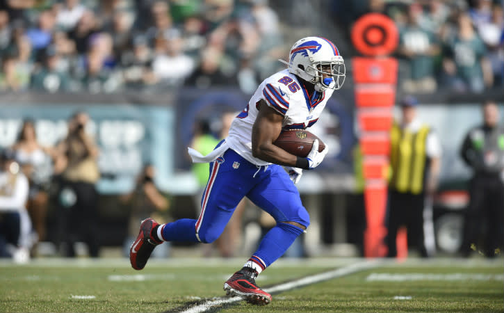 Dec 13, 2015; Philadelphia, PA, USA; Buffalo Bills running back LeSean McCoy (25) carries the ball in the first quarter against the Philadelphia Eagles at Lincoln Financial Field. Mandatory Credit: James Lang-USA TODAY Sports