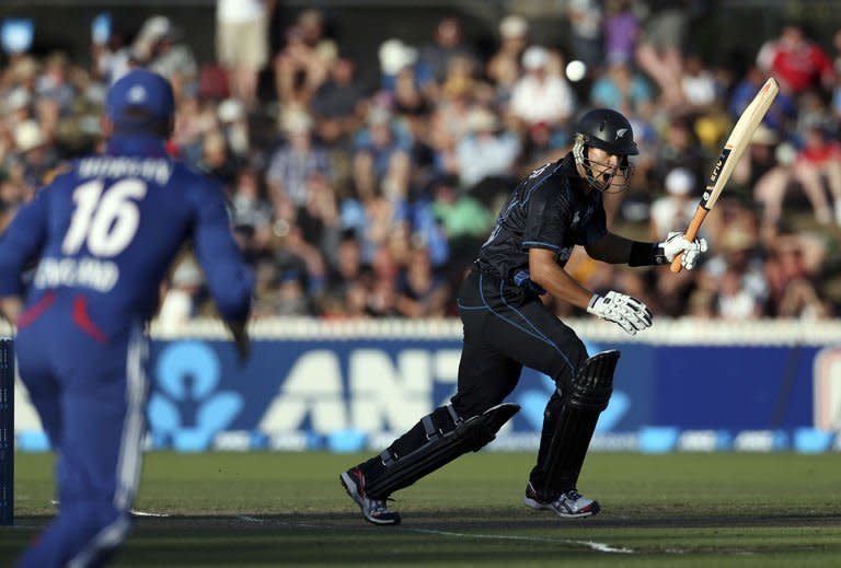 New Zealand's Ross Taylor bats during the International One Day cricket match between New Zealand and England in Hamilton on Febuary 17, 2013. New Zealand beat England by three wickets to claim the opening match in their one-day international series