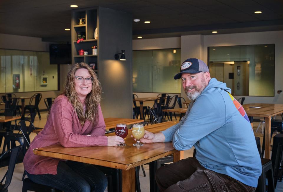 Gezellig Brewing Company co-owner Betsy Duffy, left, and head brewer Joe Kesteloot.