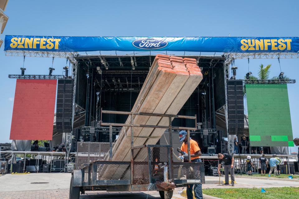 The Ford Stage is set up for Sunfest in West Palm Beach, Florida on May 4, 2023. 